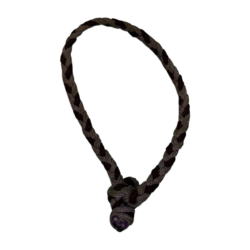 Handmade Braided Cord Bracelet Gray Brown Amethyst Bead Adjustable - Picture 2 of 6